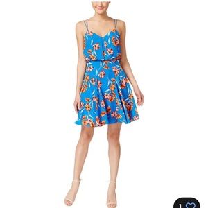 Cece by Cynthia Steffe ~ Blue Lotus Floral Blouson Flare Party Dress 4 NEW $148
